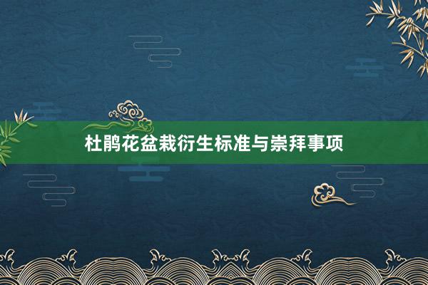 杜鹃花盆栽衍生标准与崇拜事项